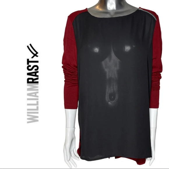🛍️3/$40 William  Rast Tunic Top Colour Block Long Sleeve Size Medium - Picture 1 of 7